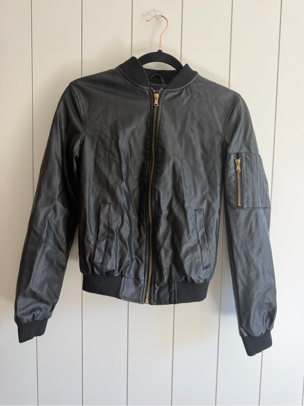 New Look Black Bomber Jacket with Gold Zipper
